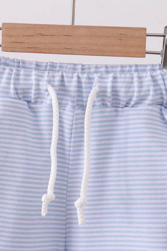 Premium Blue & White Stripe Drawstring Shorts