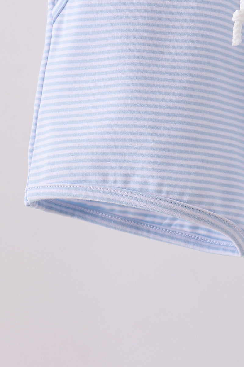 Premium Blue & White Stripe Drawstring Shorts