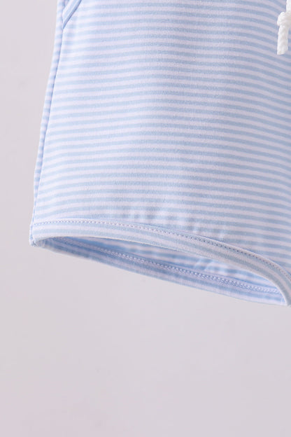 Premium Blue & White Stripe Drawstring Shorts