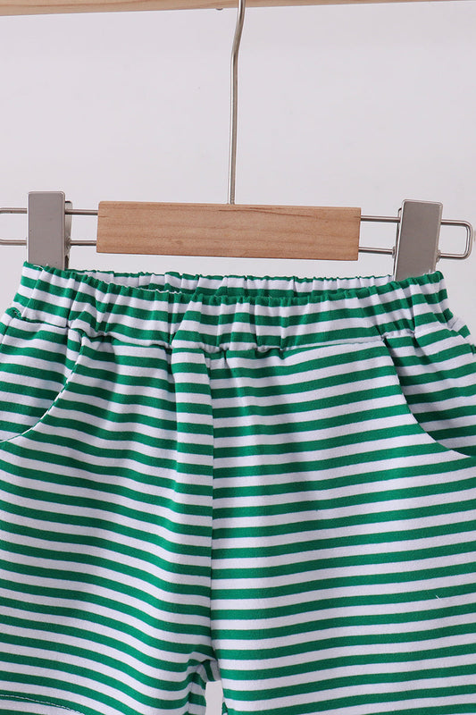Premium Green & White Stripe Shorts