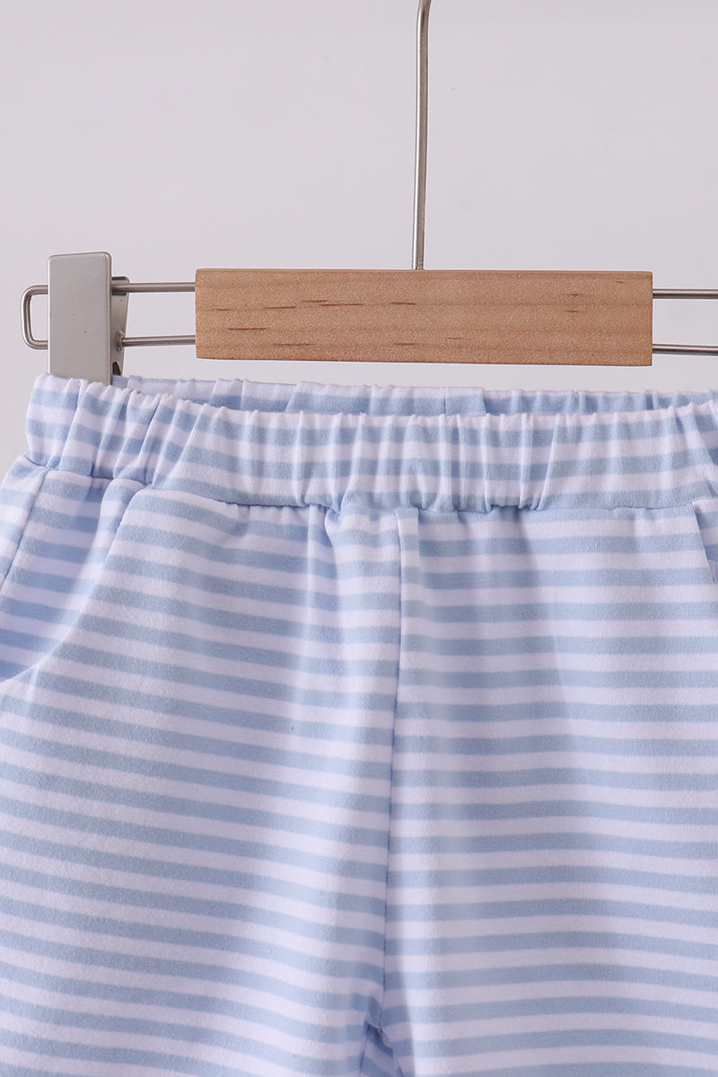 Blue & White Striped Shorts