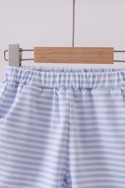 Blue & White Striped Shorts