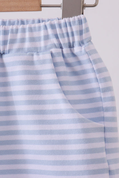 Blue & White Striped Shorts