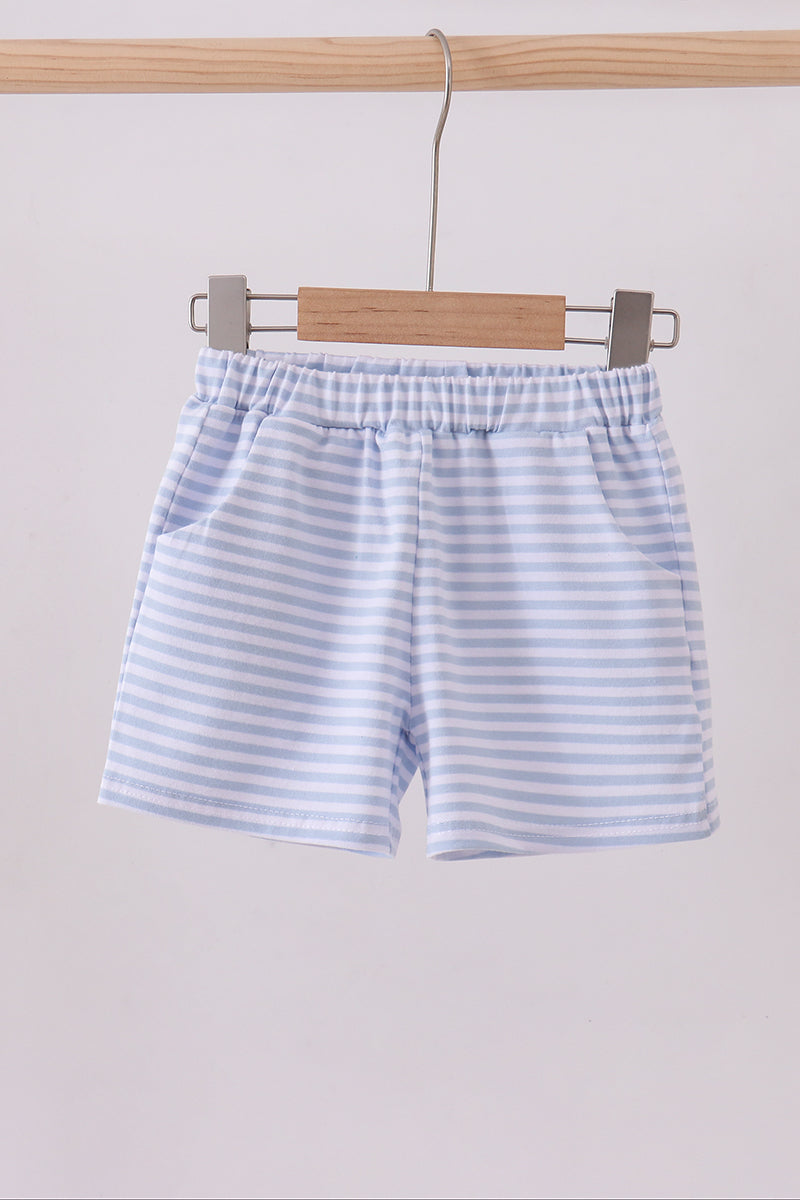 Blue & White Striped Shorts
