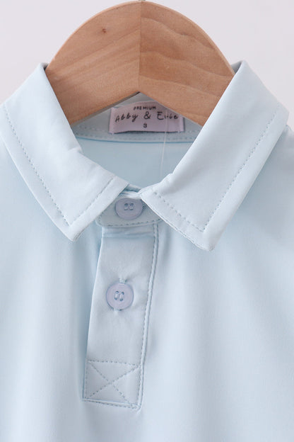 Classic Sleeveless Polo Top – Light Blue