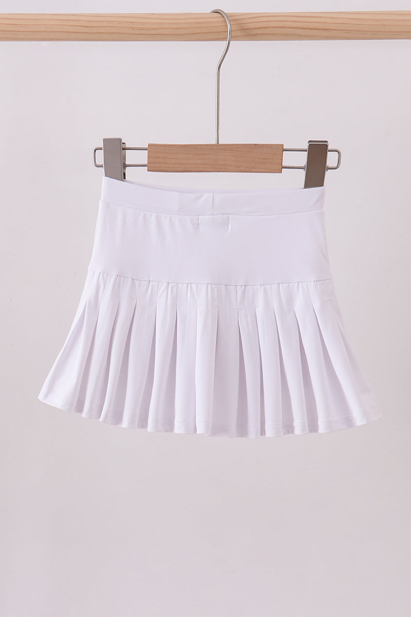 White Pleated Skort