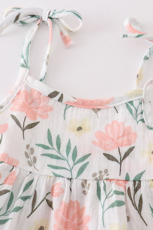 Floral Tie-Shoulder Top & Ruffle Bloomer Set – Baby Girl Summer Outfit