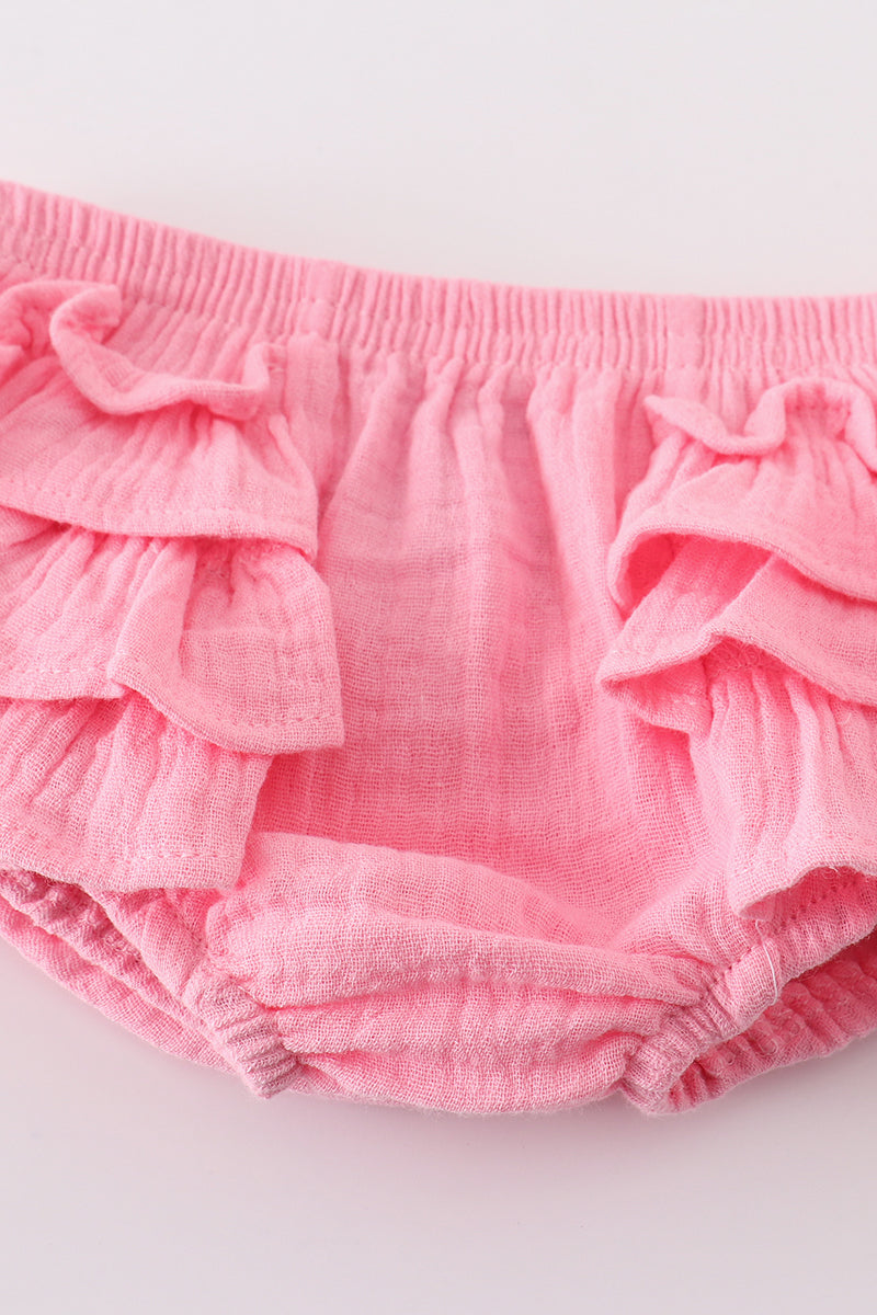 Lemon Gingham Ruffle Set – Pink & Yellow