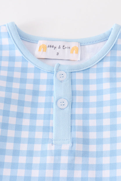 Blue Gingham Two-Piece Pajama Set