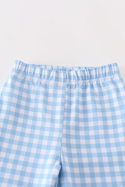 Blue Gingham Two-Piece Pajama Set