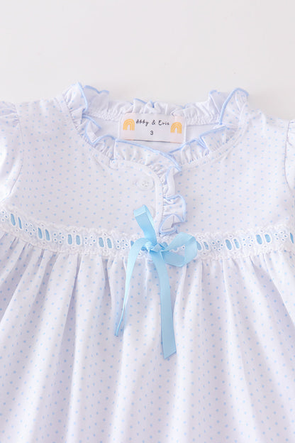 White & Blue Ruffle Pajama Set