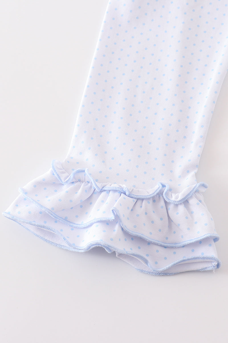White & Blue Ruffle Pajama Set