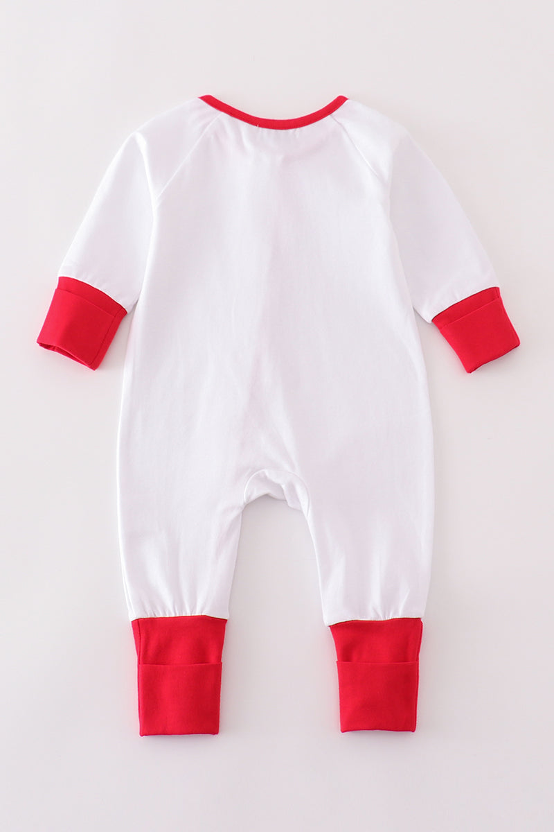 Red Ruffle Zip Romper