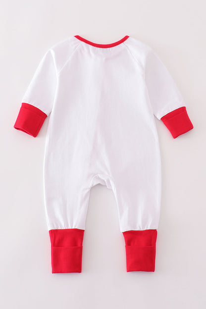 Red Ruffle Zip Romper