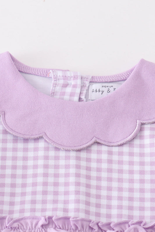 Lavender Gingham Turkey Tunic & Legging Set – Girls’ Fall & Thanksgiving Outfits
