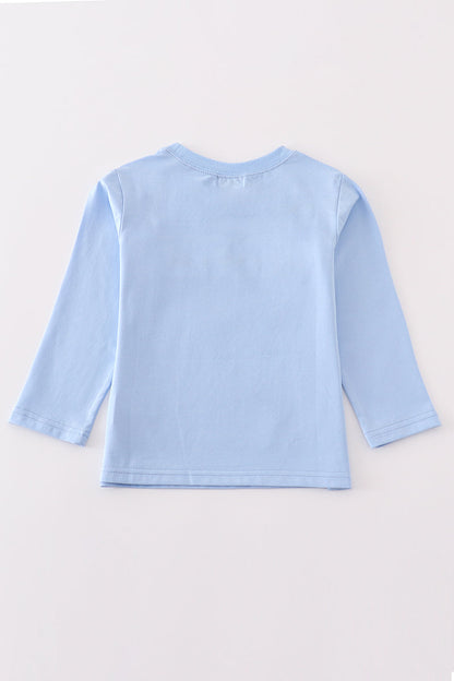 Duck Trio Smocked Long Sleeve Tee – Light Blue