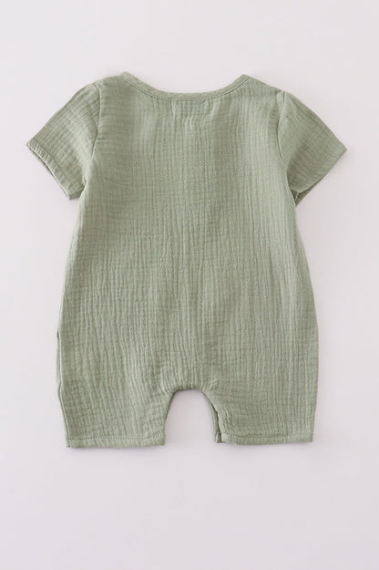Sage Green Muslin Button Romper – Baby Boys & Girls