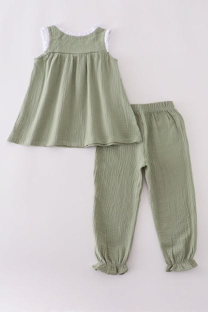 Sage Green Ruffle Strap Top & Pant Set – Baby & Toddler Girls