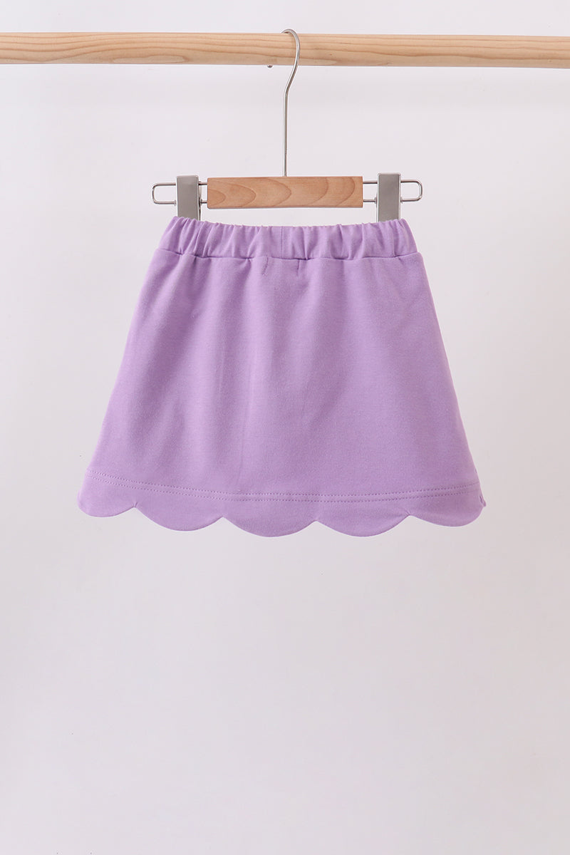 Scallop Hem Bow Skort - Purple