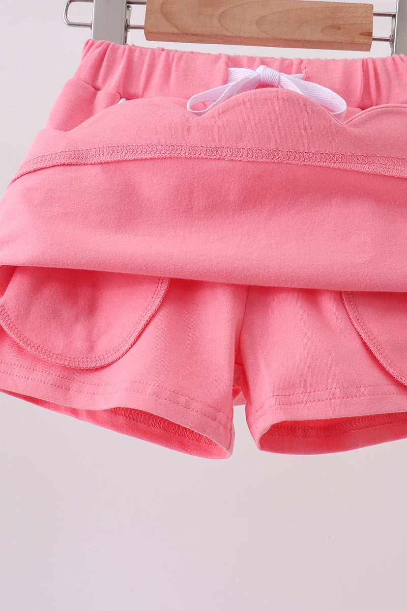 Pink Scallop Hem Skort