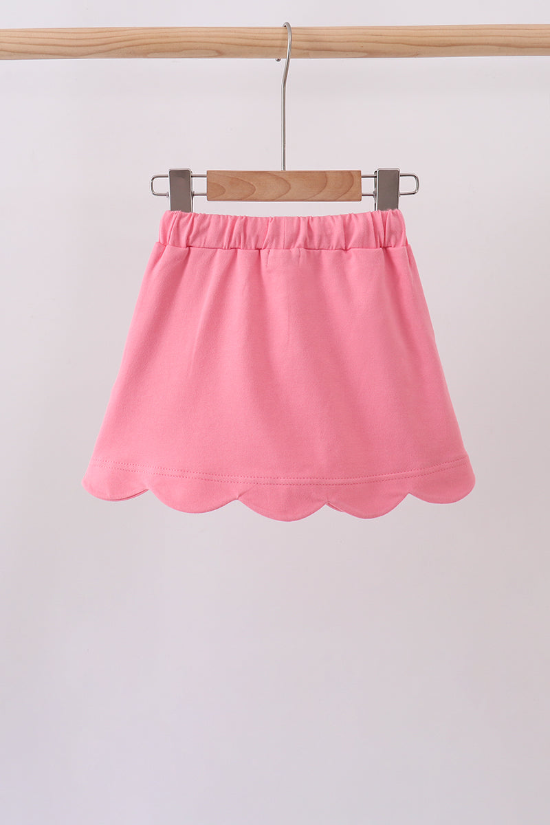 Pink Scallop Hem Skort