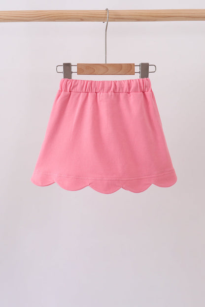 Pink Scallop Hem Skort