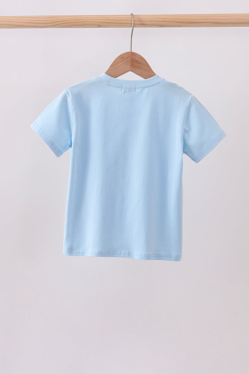 Football Appliqué Top - Light Blue