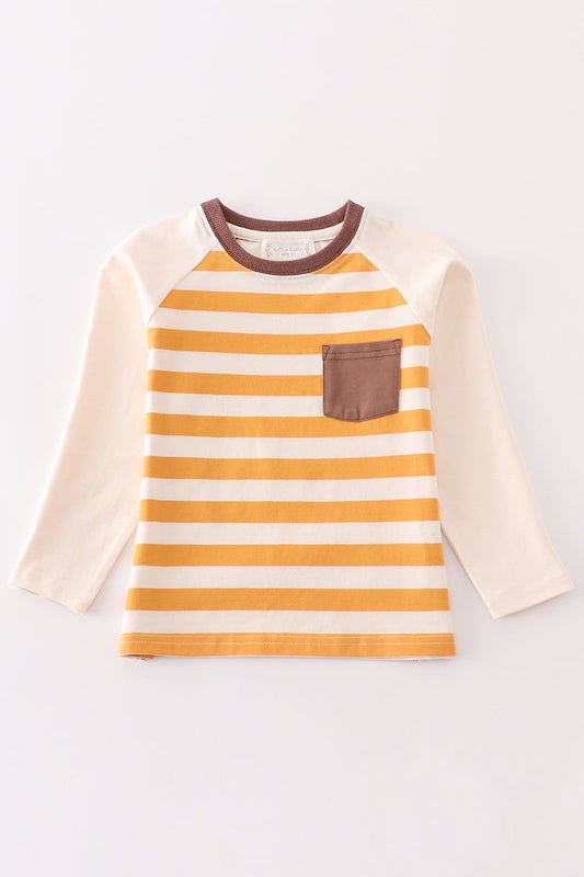 Golden Stripe Long Sleeve Pocket Tee