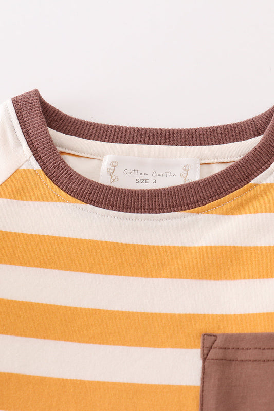 Golden Stripe Long Sleeve Pocket Tee