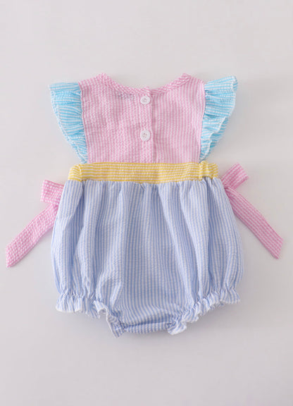 Pastel Seersucker Bow Romper