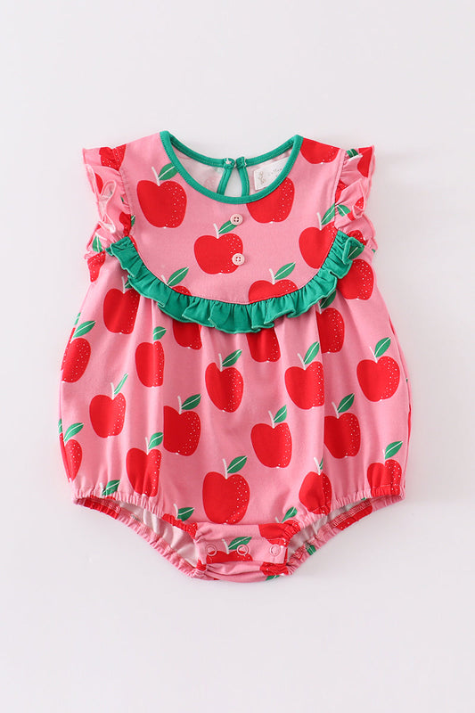 Apple of My Eye Baby Bubble Romper – Pink & Red