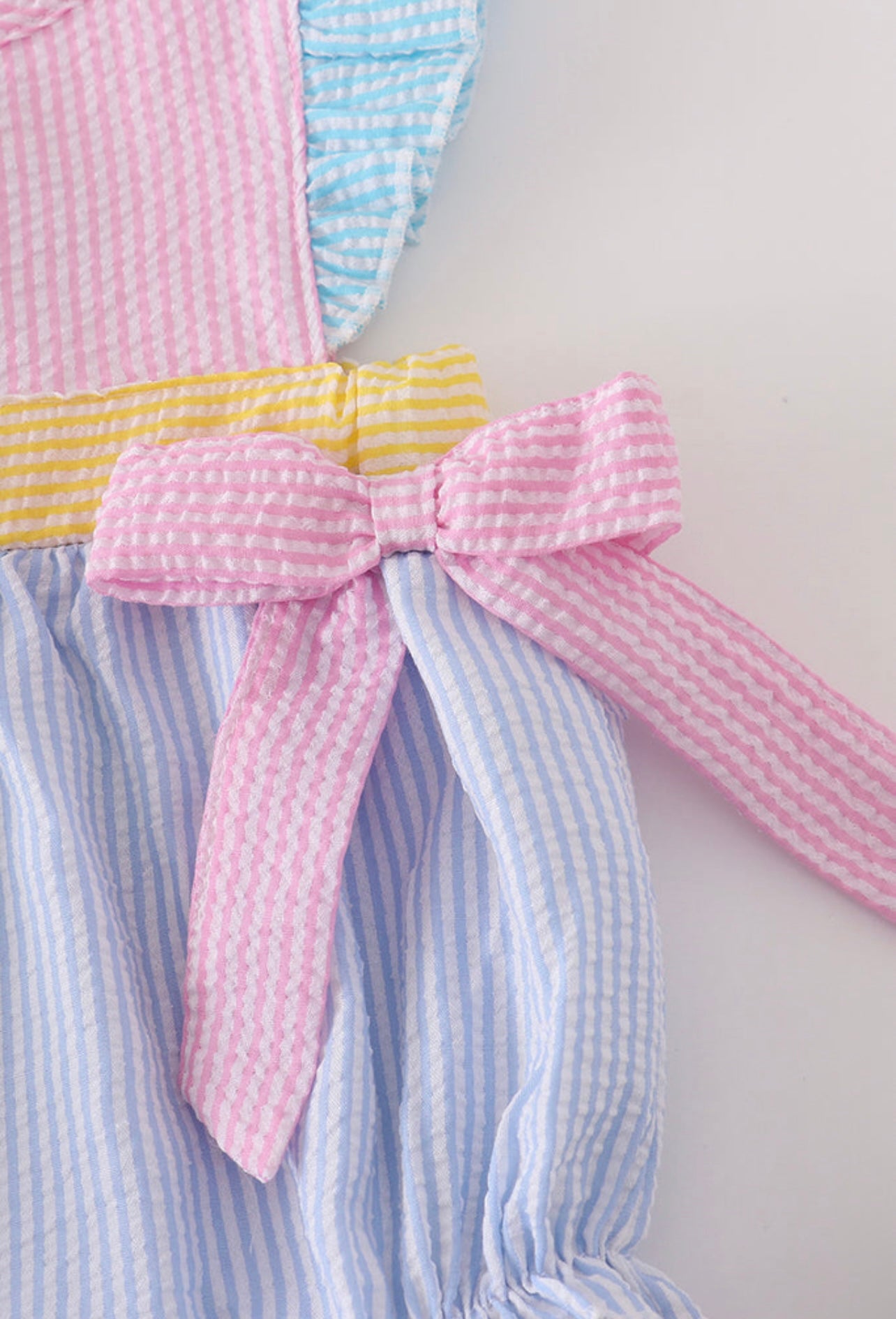 Pastel Seersucker Bow Romper