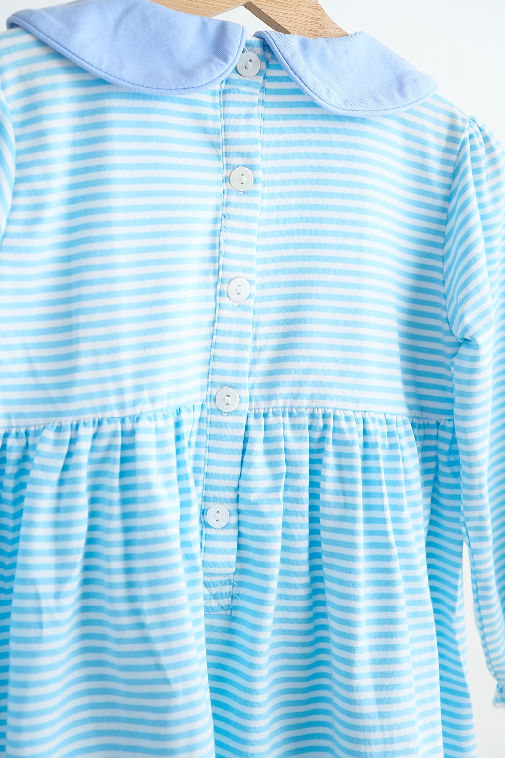 Blue Puppy Parade Smocked Dress – Long Sleeve Striped Style