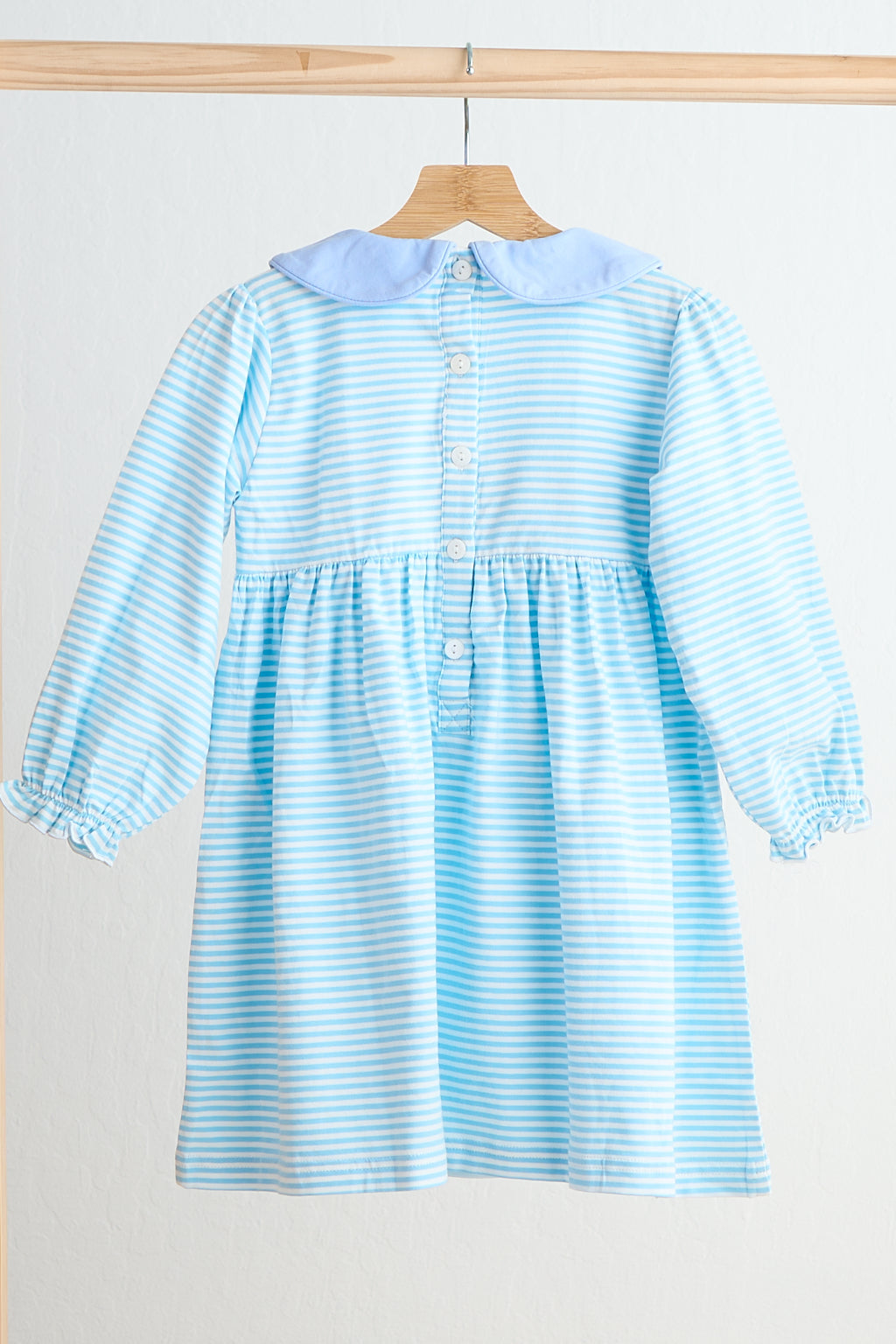 Blue Puppy Parade Smocked Dress – Long Sleeve Striped Style