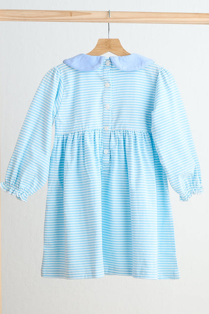 Blue Puppy Parade Smocked Dress – Long Sleeve Striped Style