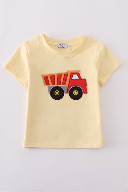 Dump Truck Appliqué T-Shirt – Yellow front 
