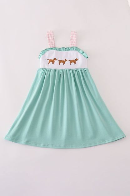 toddler dog dress
puppy embroidered dress
girls aqua summer dress
baby girl gingham strap dress
boutique pet themed dress