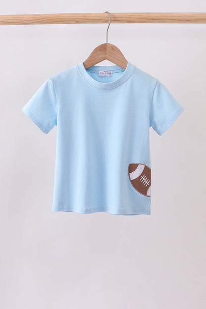 Football Appliqué Top - Light Blue