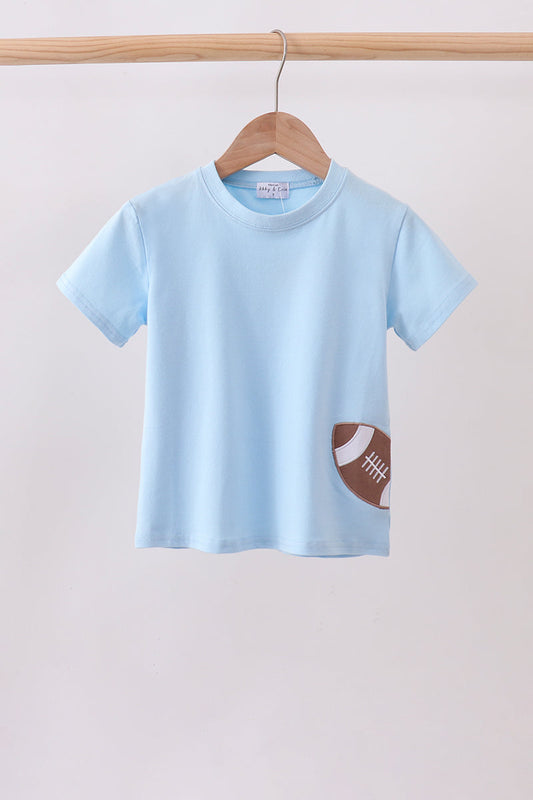 Football Appliqué Top - Light Blue