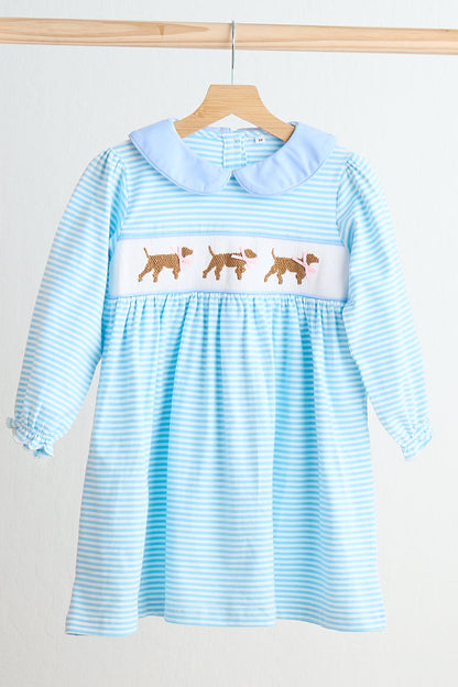 blue striped toddler dress
smocked dress
long sleeve baby girl drespuppy s
embroidered dog dress for girls
boutique fall dresses for toddlers