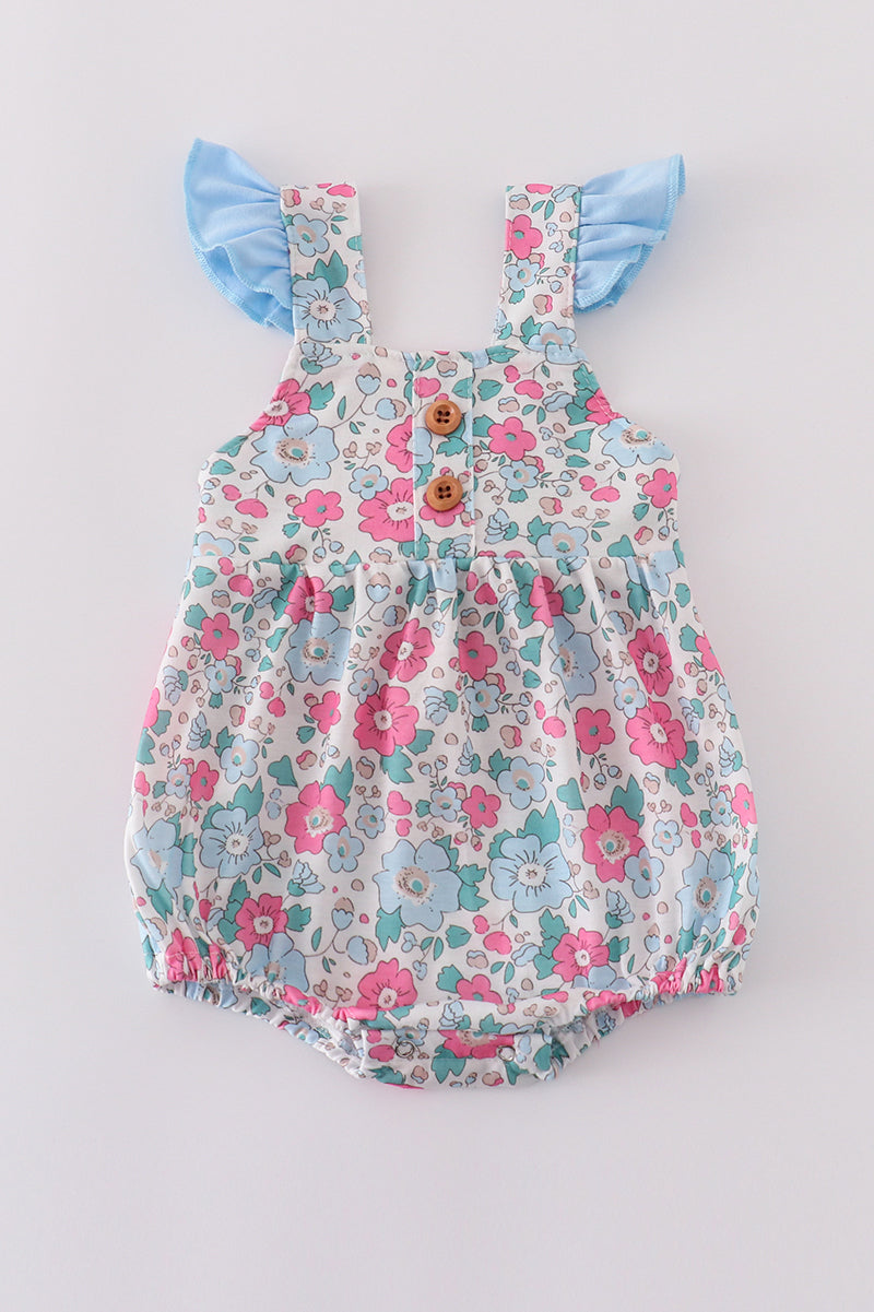 floral baby girl romper
ruffle sleeve baby outfit
summer bubble romper for girls
vintage floral baby romper
baby romper with buttons and snaps
pastel baby girl clothes