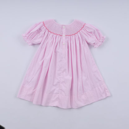 Pink Christmas Tree Hand-Smocked Dress