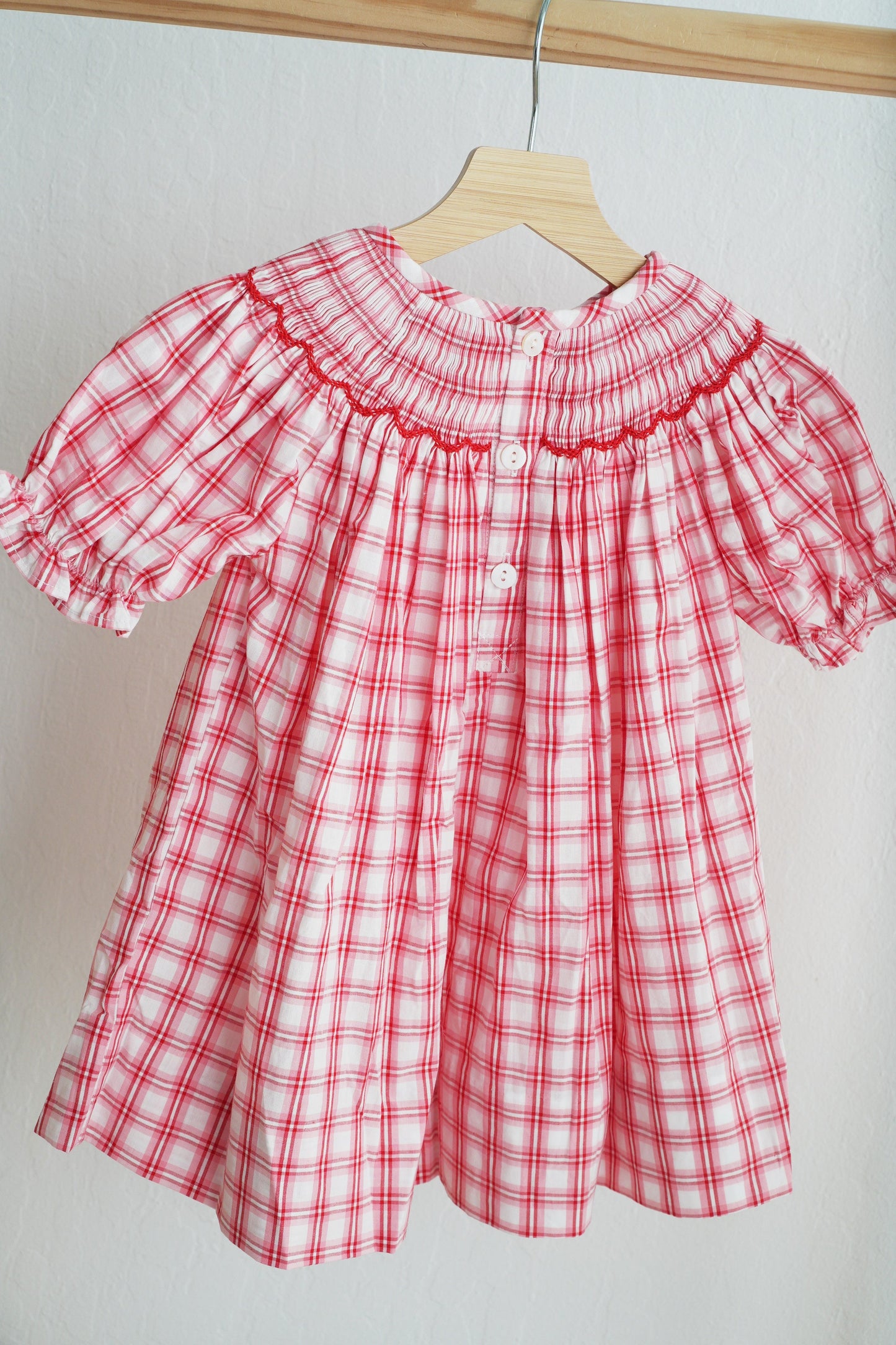 Classic Red Plaid Santa Smocked Dress