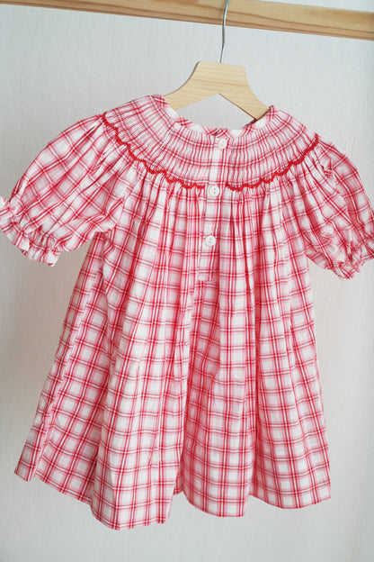 Classic Red Plaid Santa Smocked Dress