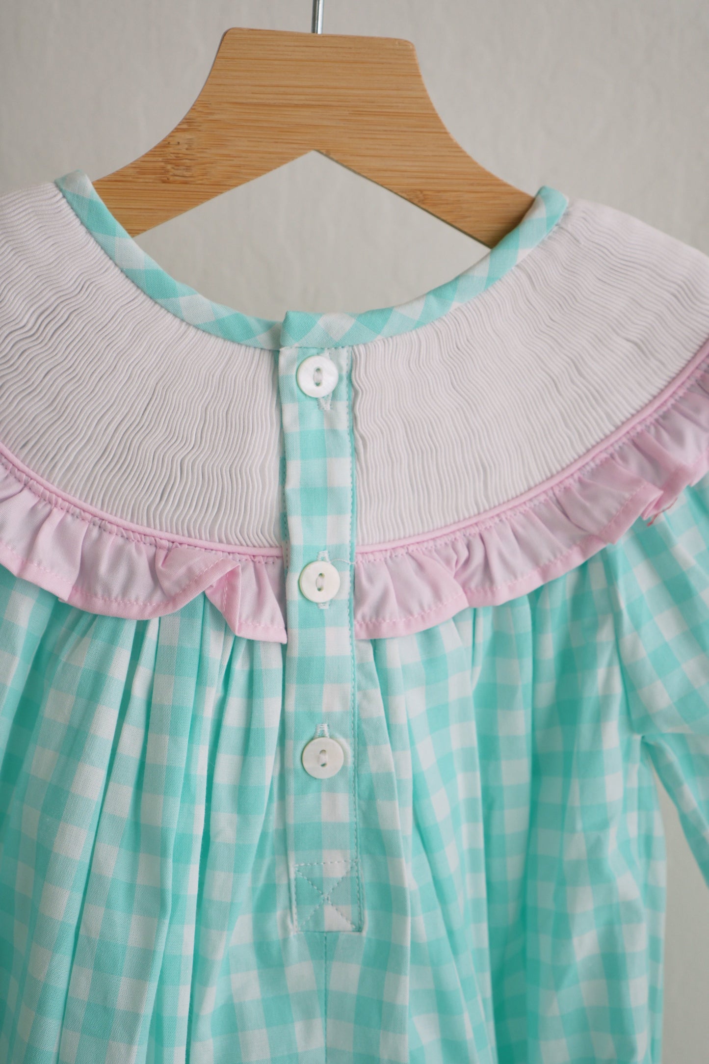 Mint Christmas Nutcracker Smocked Gingham Dress
