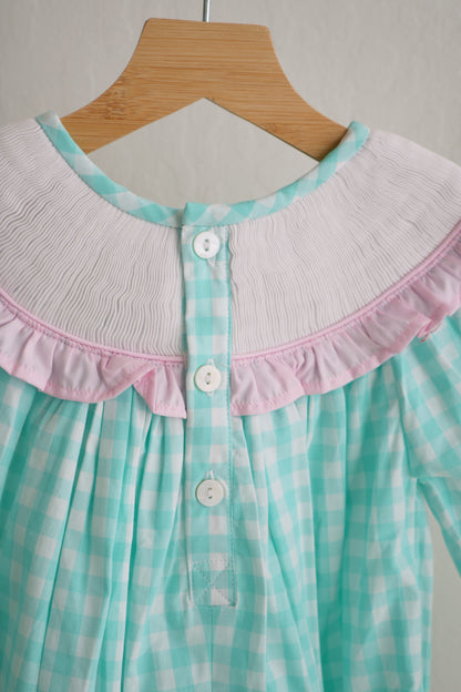 Mint Christmas Nutcracker Smocked Gingham Dress