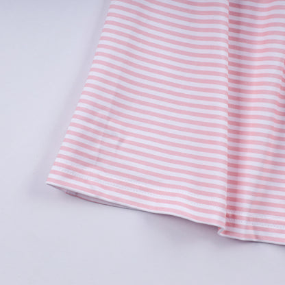 Pink Candy Cane Bow Smocked Ruffle Dress