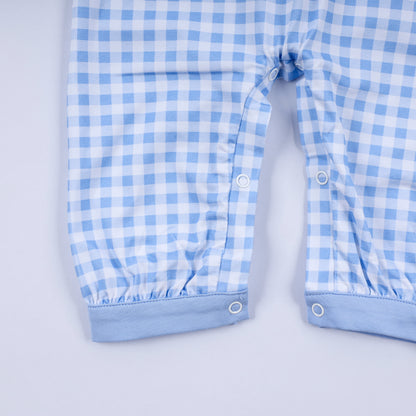 Blue Gingerbread Hand-Smocked Romper