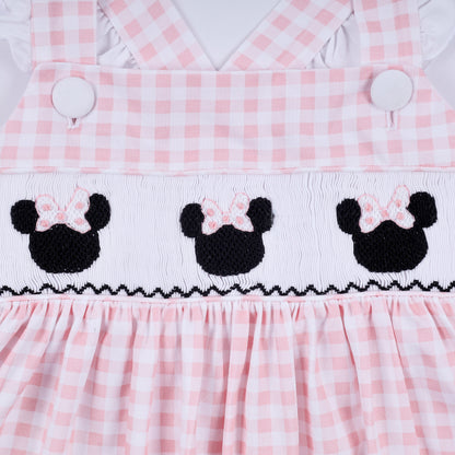Mouse Ears Smocked Gingham Ruffle Dress