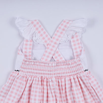 Mouse Ears Smocked Gingham Ruffle Dress